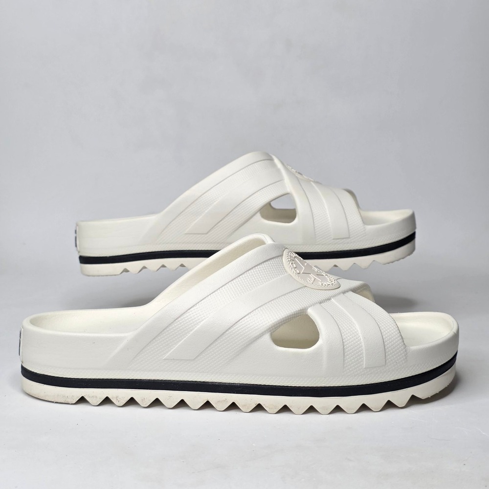 Converse All Star Platform Slides Women's Size 8 White Cross Strap Sandals Shoes